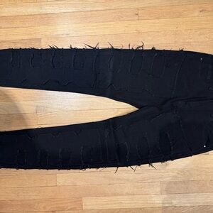 Distressed Black Men’s Stack Jeans